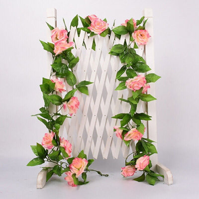 8Ft 45 Flowers Artificial Flower Vine Rose Fake Hanging Garland Wedding Decor Uk Rose Flowers-Champange