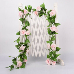 8Ft 45 Flowers Artificial Flower Vine Rose Fake Hanging Garland Wedding Decor Uk Rose Flowers-Champange - thumbnail 5