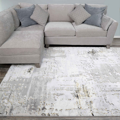 Loomed Silver Gold Metallic Transitional Contemporary Abstract Living Area Rug 160X230Cm - image 1