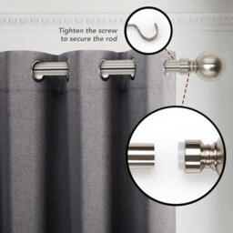 Aspire Homeware Plain Metal Curtain Pole With Ball Finials Extendable Rod 160-300 Cm (Brushed Silver) - thumbnail 5