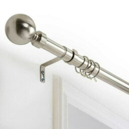 Aspire Homeware Plain Metal Curtain Pole With Ball Finials Extendable Rod 160-300 Cm (Brushed Silver)