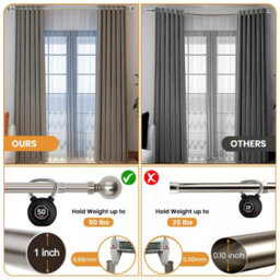Aspire Homeware Plain Metal Curtain Pole With Ball Finials Extendable Rod 160-300 Cm (Brushed Silver) - thumbnail 6