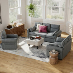 Homcom Loveseat Sofa, Faux Leather Sofa With Thicken Cushion, Grey - thumbnail 9