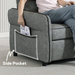 Homcom Loveseat Sofa, Faux Leather Sofa With Thicken Cushion, Grey - thumbnail 7