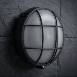 Black Round Outdoor Wall Light Ip44 E27 Garden Lamp - thumbnail 1