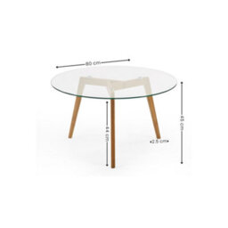 Oakham Glenfinnan 80Cm Round Glass Coffee Table In Clear Glass And Natural Oak - thumbnail 8