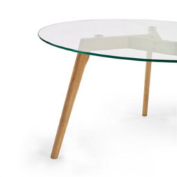 Oakham Glenfinnan 80Cm Round Glass Coffee Table In Clear Glass And Natural Oak - thumbnail 7