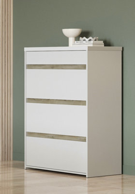 FurniComp LTD Furnicomp Avery 4 Drawer Matt White And Oak Tall Chest Of Drawers - image 1