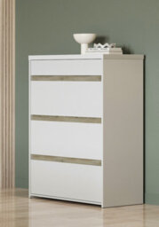 FurniComp LTD Furnicomp Avery 4 Drawer Matt White And Oak Tall Chest Of Drawers - thumbnail 1