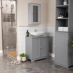 Lassic Hayle Tall Matt Grey Single Wall-Mounted Bathroom Cabinet (H)170Cm (W)40Cm - thumbnail 3