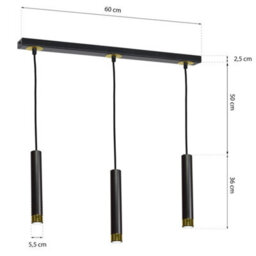 Milagro Dani Black/gold Pendant 3Xgu10 Elegant Modern Hanging Ceiling Lamps Enhanced Beautifully With Gold Detail - thumbnail 4