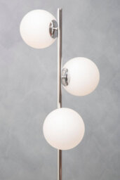 Orsina Chrome Floor Lamp With White Glass Shades, Sleek Metal Frame With Sturdy Base, Modern Floor Lighting - thumbnail 4