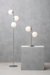 Orsina Chrome Floor Lamp With White Glass Shades, Sleek Metal Frame With Sturdy Base, Modern Floor Lighting - thumbnail 2