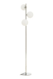 Orsina Chrome Floor Lamp With White Glass Shades, Sleek Metal Frame With Sturdy Base, Modern Floor Lighting - thumbnail 1