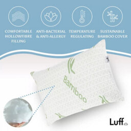 Xample Luff Bamboo Pillow Hollowfibre Soft Support Hypoallergenic Breathable Bamboo Cover Antibacterial Comfortable Sleep - thumbnail 2