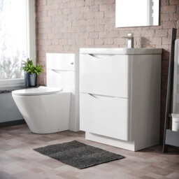 Nes Home 600mm Freestanding White Vanity Cabinet, Wc & Rimless Modern Btw Toilet Set - thumbnail 3