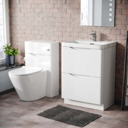 Nes Home 600mm Freestanding White Vanity Cabinet, Wc & Rimless Modern Btw Toilet Set - thumbnail 1