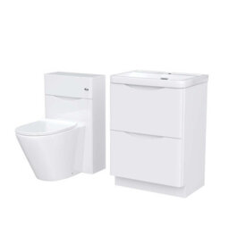 Nes Home 600mm Freestanding White Vanity Cabinet, Wc & Rimless Modern Btw Toilet Set - thumbnail 6