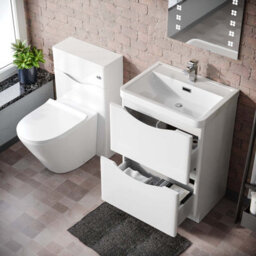 Nes Home 600mm Freestanding White Vanity Cabinet, Wc & Rimless Modern Btw Toilet Set - thumbnail 5