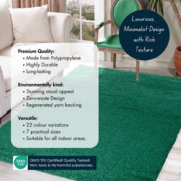 Desire Rugs Plain Living Room Shaggy Area Rugs Emerald 200X290 Cm - thumbnail 3