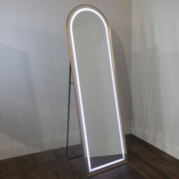 Downton Interiors Gold Arched Led Metal Frame Mirror Wall & Floor Standing  145 X 45Cm - Soho Collection - thumbnail 1