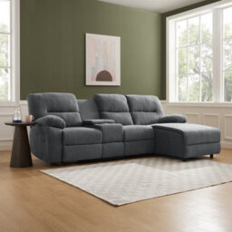 Home Detail Jacob 3 Seater Manual Recliner Sofa With Right Hand Chaise, Dark Grey Linen