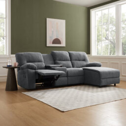 Home Detail Jacob 3 Seater Manual Recliner Sofa With Right Hand Chaise, Dark Grey Linen - thumbnail 2