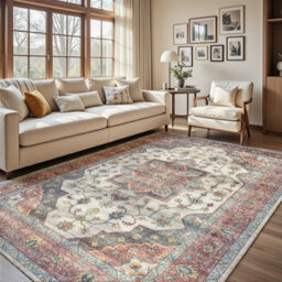 Decoranddecor Area Rugs, Living Room Rugs, Washable Rugs, 160X230Cm, Non-Slip, Pet Friendly, Low Pile, Modern Rug - Solara - thumbnail 1