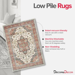 Decoranddecor Area Rugs, Living Room Rugs, Washable Rugs, 160X230Cm, Non-Slip, Pet Friendly, Low Pile, Modern Rug - Solara - thumbnail 2