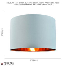 Happy Homewares Modern Chic Duck Egg Cotton 12 Table/pendant Lamp Shade With Shiny Copper Inner - thumbnail 6