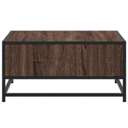 Walplus Coffee Table Brown Oak 60.5X60.5X30 Cm Engineered Wood And Metal - thumbnail 6