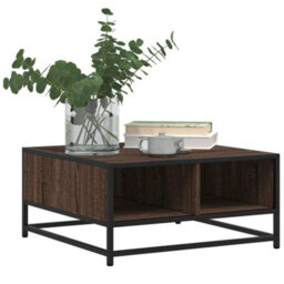Walplus Coffee Table Brown Oak 60.5X60.5X30 Cm Engineered Wood And Metal - thumbnail 4