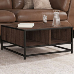 Walplus Coffee Table Brown Oak 60.5X60.5X30 Cm Engineered Wood And Metal - thumbnail 1