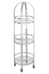 Orsina Silver Finish Cart For Bars,stainless Steel Drinks Trolley With Three Shelves,metal Trolley With Wheels - thumbnail 4