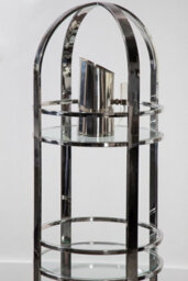 Orsina Silver Finish Cart For Bars,stainless Steel Drinks Trolley With Three Shelves,metal Trolley With Wheels - thumbnail 2