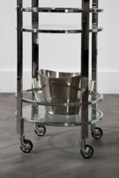 Orsina Silver Finish Cart For Bars,stainless Steel Drinks Trolley With Three Shelves,metal Trolley With Wheels - thumbnail 3