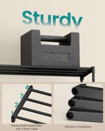 LEDREM Shoe Rack, 4-Tier Slim Shoe Organiser Shelf, Metal Storage Rack For Hallway, Living Room, Closet, Space-Saving, Black - thumbnail 2