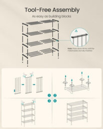 LEDREM Shoe Rack, 4-Tier Slim Shoe Organiser Shelf, Metal Storage Rack For Hallway, Living Room, Closet, Space-Saving, Black - thumbnail 6