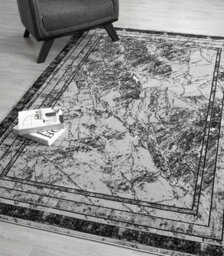 Obsidian Modern Low Pile Area Rug - Frame Abstract Design Grey 200Cm X 290Cm - thumbnail 3