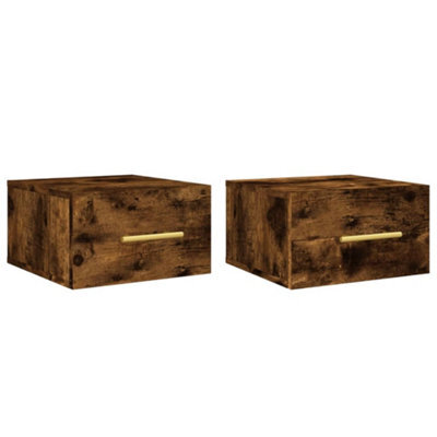 Berkfield Durable Wall-Mounted Bedside Cabinets 2 Pcs Smoked Oak 35X35X20 Cm - image 1