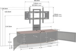 "Centurion Supports Caru Black Walnut Beam-Thru Remote Friendly D-Shape 32""-65"" Led/oled/lcd Tv Cabinet With Mounting Arm" - thumbnail 7
