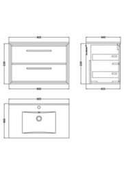 Balterley Longnor  Modern Bathroom Wall Hung 2 Soft-Close Drawer Vanity Unit & Basin, Fern Green, 800mm - thumbnail 2
