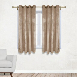 Aspire Homeware Beige Blackout Velvet Curtain Thermal Insulated Eyelet Window Curtain Pair (W)117Cm X (D)137 - thumbnail 1