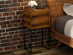 Spot On Dealz Bedside Tables Set Of 2 With Drawer Wooden Table Tall Cabinets Metal Frame Walnut Colour Bedroom Living Room - thumbnail 3