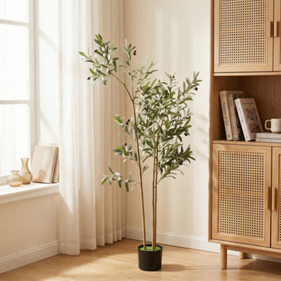 Homcom 148 Cm Decorative Artificial Plant, Silk Olive Tree With 553 Leaves - image 1
