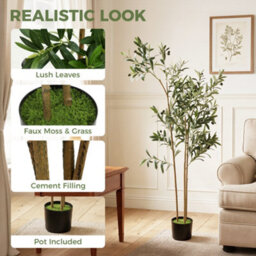 Homcom 148 Cm Decorative Artificial Plant, Silk Olive Tree With 553 Leaves - thumbnail 4