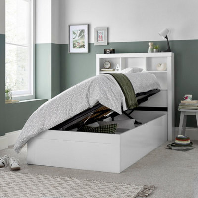 Save On Goods UK 3Ft Single White Wood Wooden Lift Up Ottoman Storage Bed Frame - image 1