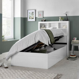 Save On Goods UK 3Ft Single White Wood Wooden Lift Up Ottoman Storage Bed Frame - thumbnail 1