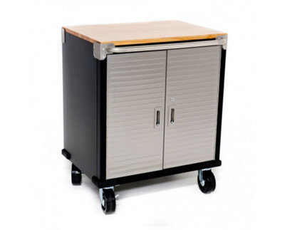 Seville Classics Ultra Hd 2 Door Timber Top Mobile Roll Cabinet Uhd20202E - image 1