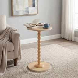 Natural Sofa Side Table Small Round Pedestal Table Wood End Table Nightstand Plant Stand - thumbnail 4